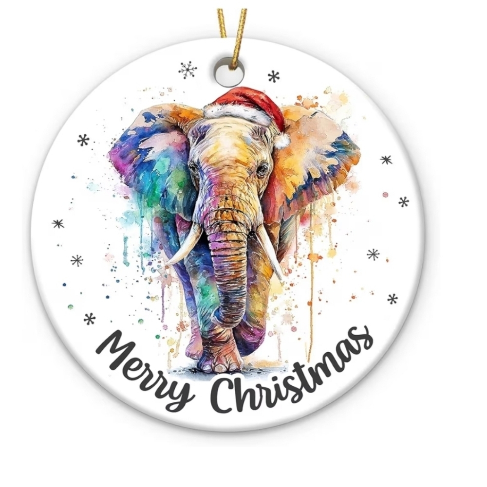 Colorful Elephant Christmas Ornament